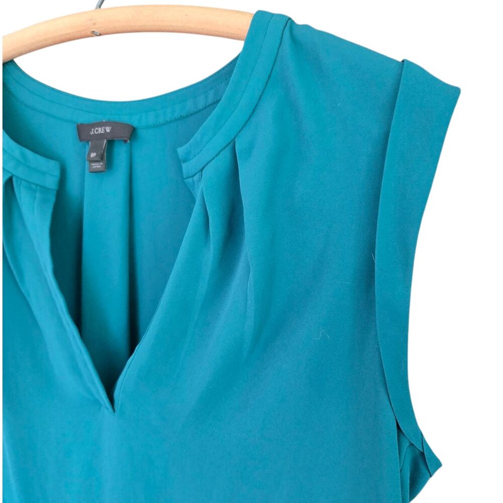 J. Crew Womens Sleeveless Teal Top 8 Petite Flowy Lightweight Blouse - Picture 4 of 9